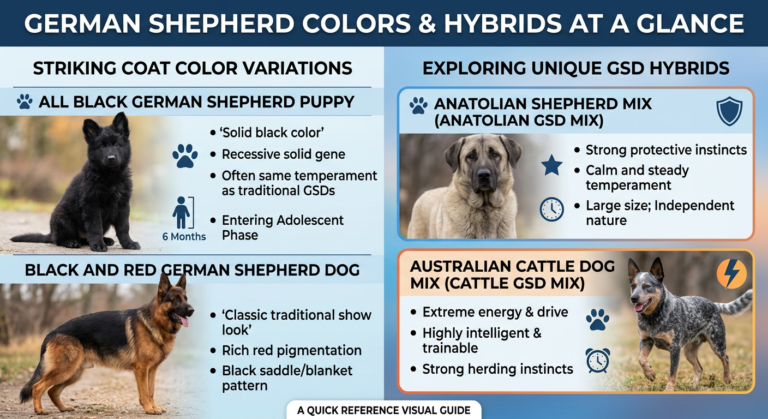  German Shepherd Colors & Hybrids at a Glance