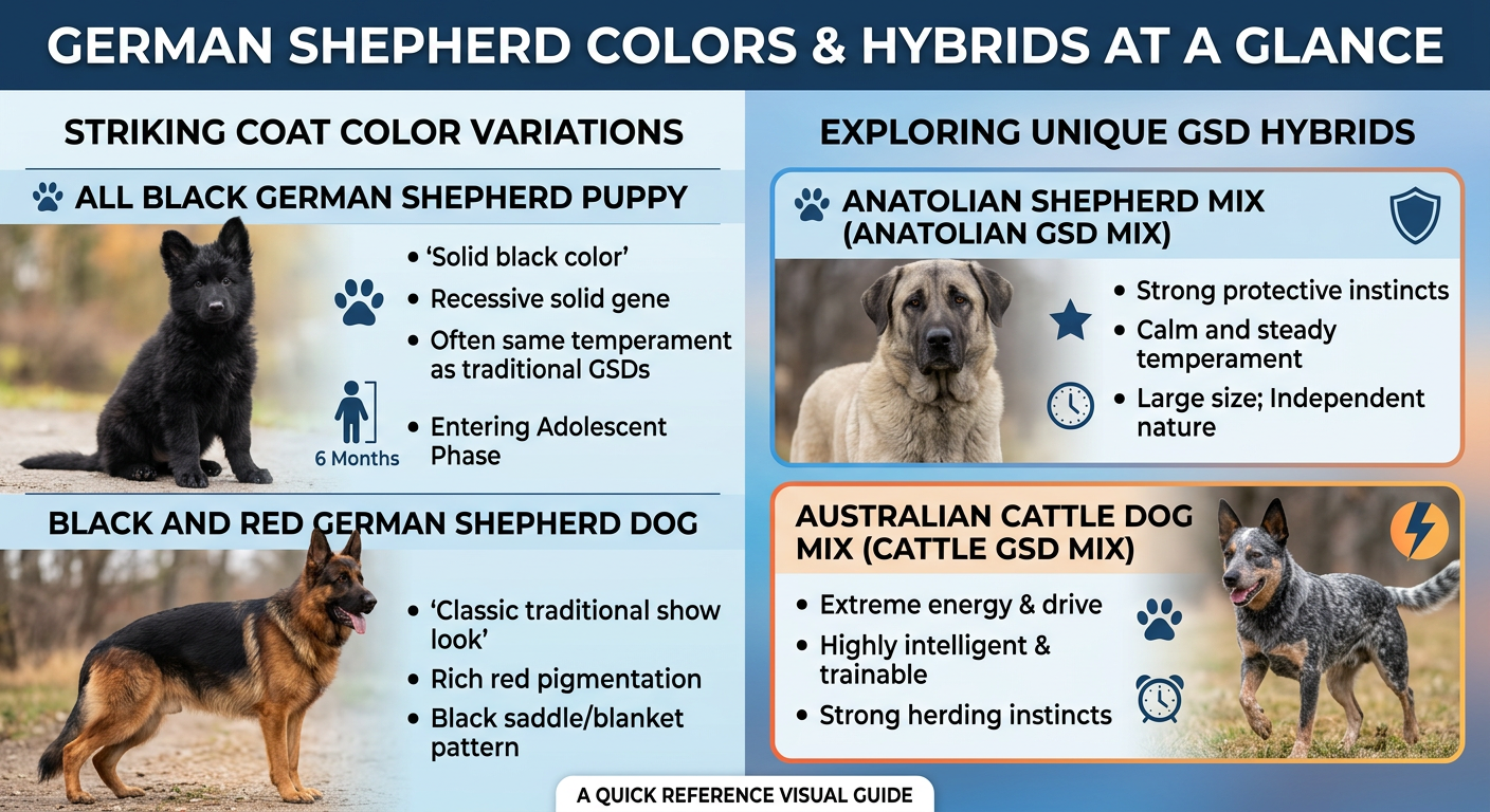  German Shepherd Colors & Hybrids at a Glance