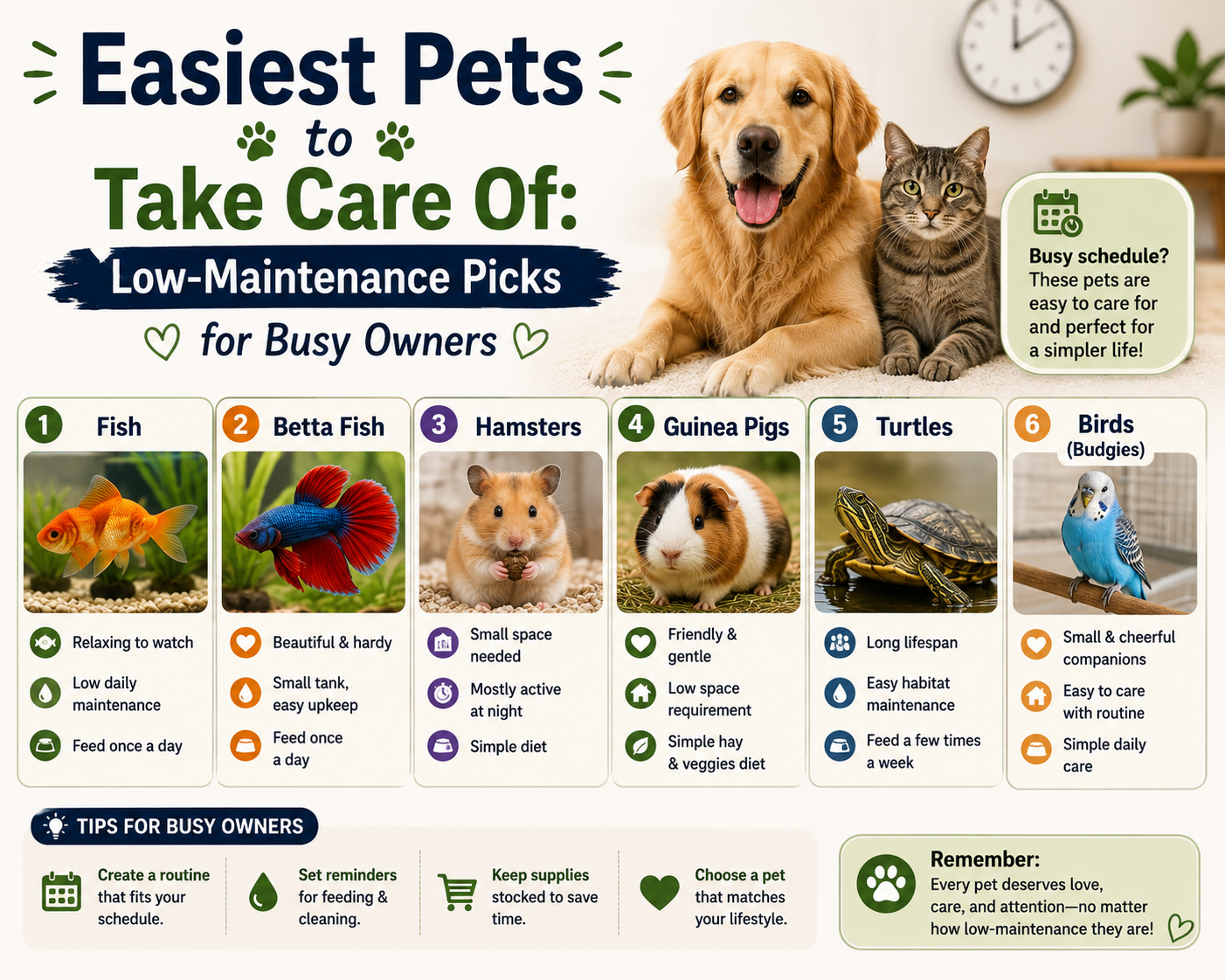 Easiest Pets to Take Care Of Low-Maintenance Picks for Busy Owners