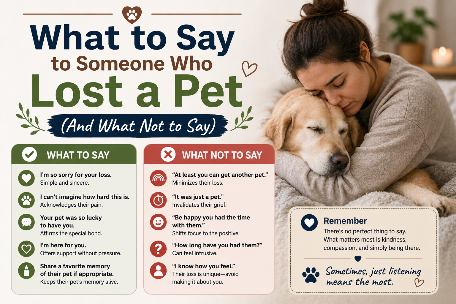 What to Say to Someone Who Lost a Pet (And What Not to Say)