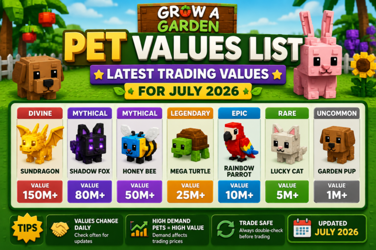 Grow a Garden Pet Values List: Latest Trading Values