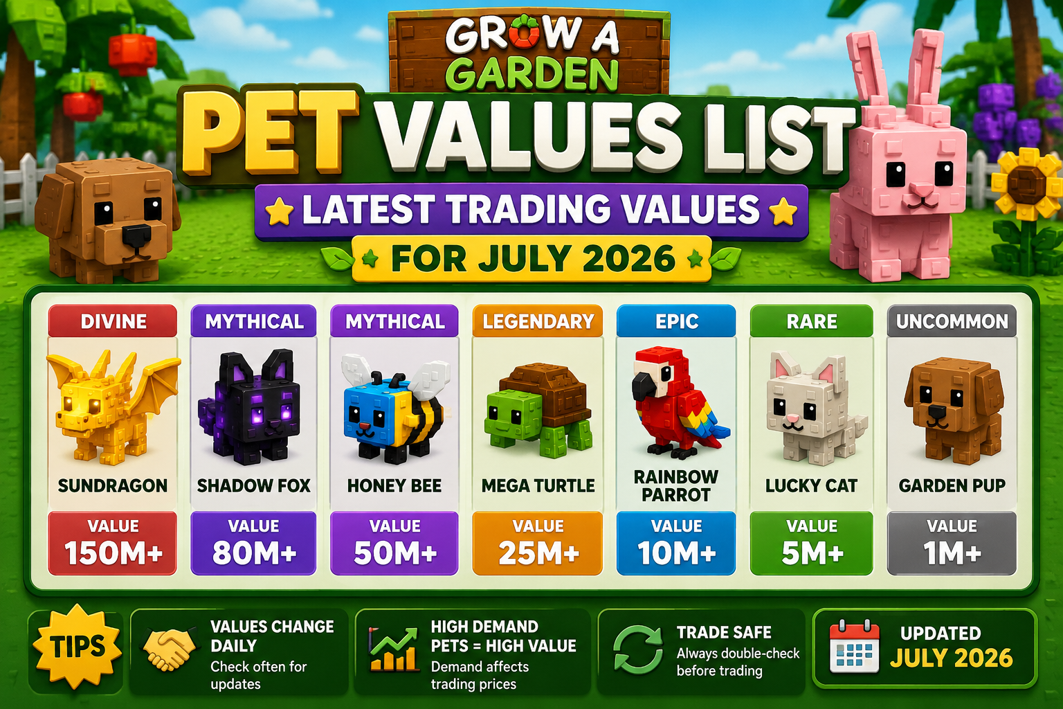 Grow a Garden Pet Values List: Latest Trading Values