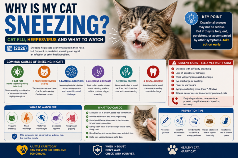 Why Is My Cat Sneezing? Cat Flu, Herpesvirus and What to Watch (2026)