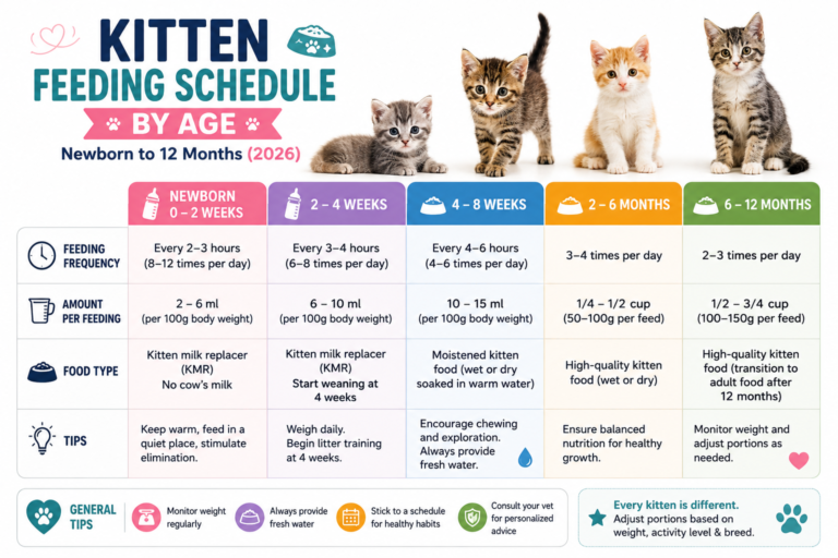Kitten Feeding Schedule by Age: Newborn to 12 Months (2026)